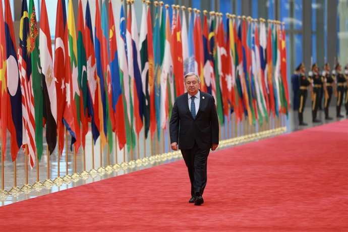 El secretario general de la ONU, António Guterres, en Tianjín (China)