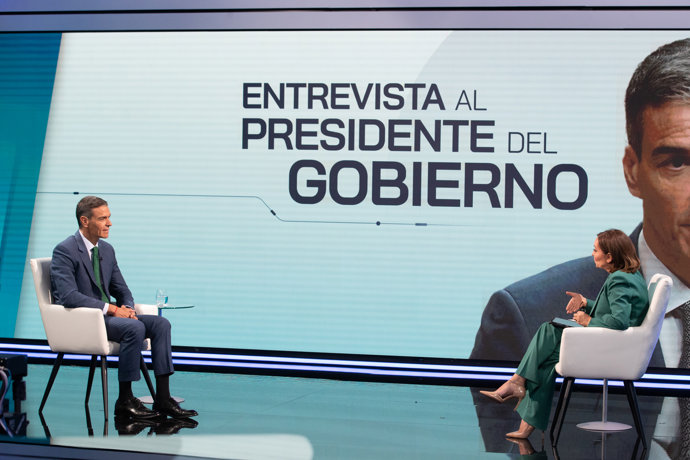 El presidente del Gobierno, Pedro Sánchez, durante su entrevista en RTVE. 