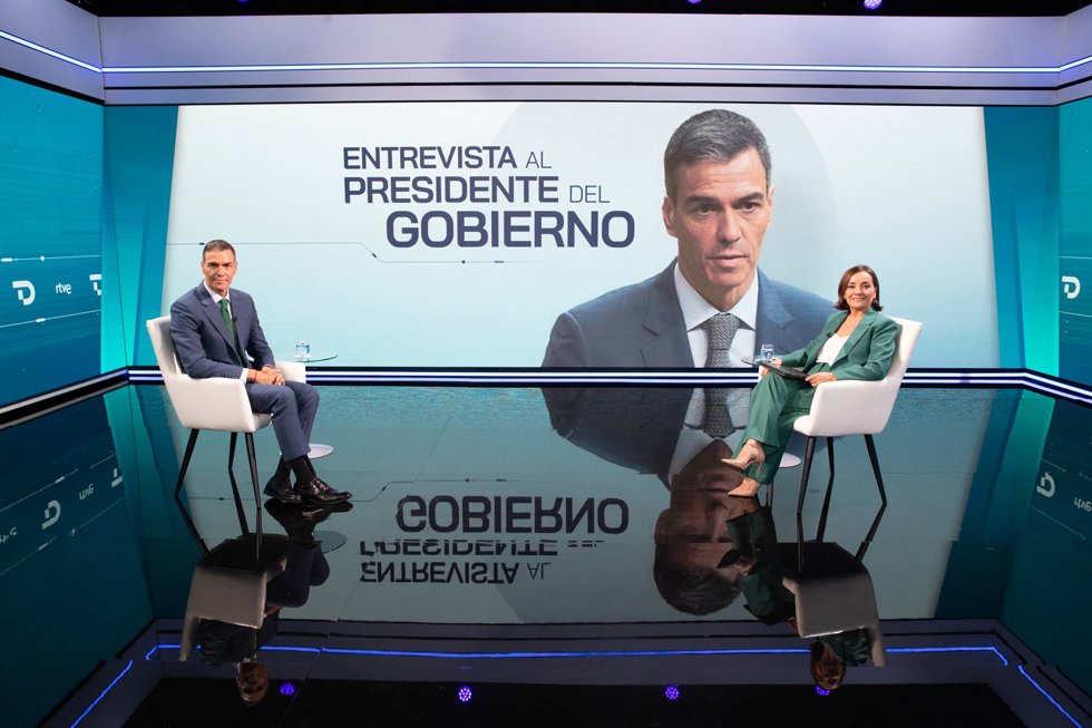 El presidente del Gobierno, Pedro Sánchez, durante su entrevista en RTVE.