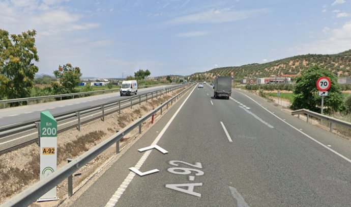 Imagen del 112 del punto kilométrico 200 de la autovía A-92, donde se ha producido un accidente con un hombre fallecido