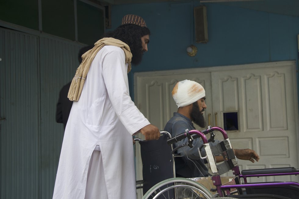 KABUL, Sept. 1, 2025  -- An injured person in wheelchair is pictured at a hospital in Kunar province, Afghanistan, Sept. 1, 2025.