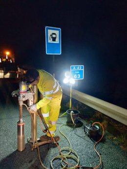 Trabajos en una carretera de la provincia de Toledo.