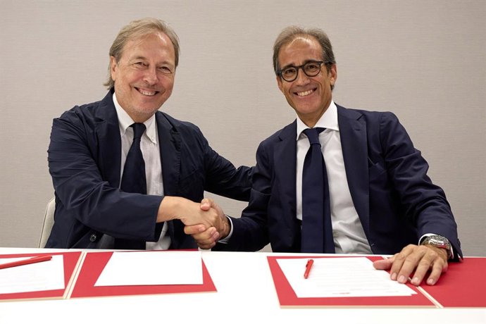 El president de la Càmera de Barcelona, Josep Santacreu, i el president de Fira de Barcelona, Pau Relat