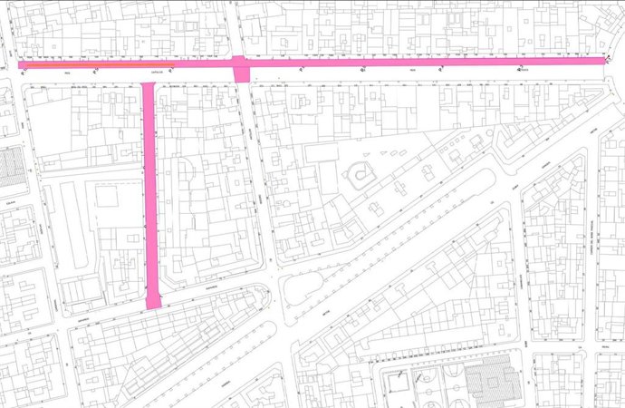 Plano de las calles en las que se llevarán a cabo las labores de pavimentación.