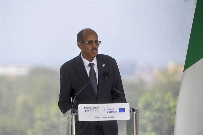 Archivo - Rome, Italy, ITALY: Rome Villa Doria Pamphiljl Summit Piano Mattei for Africa the Global Gateway in the photo President of the African Union Commission, Mahmoud Ali Youssouf.