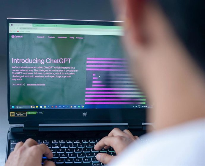 Persona usando ChatGPT en un ordenador