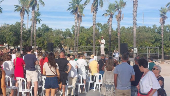 El presidente y eurodiputado de Se Acabó La Fiesta, Alvise Pérez, durante un mitin en Palma.