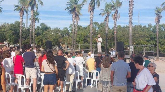 El presidente y eurodiputado de Se Acabó La Fiesta, Alvise Pérez, durante un mitin en Palma.