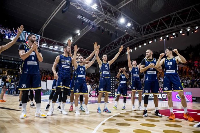 Los jugadores de Bosnia-Herzegovina celebran su triunfo ante Grecia en el Eurobasket 2025
