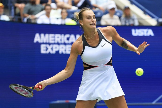 La bielorrusa Aryna Sabalenka durante un partido del US Open 2025