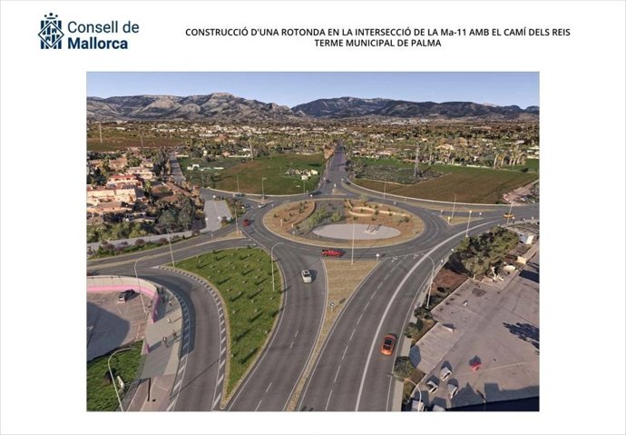 Proyección de cómo quedará la rotonda de la ITV del polígono de Son Castelló una vez finalizadas las obras. 