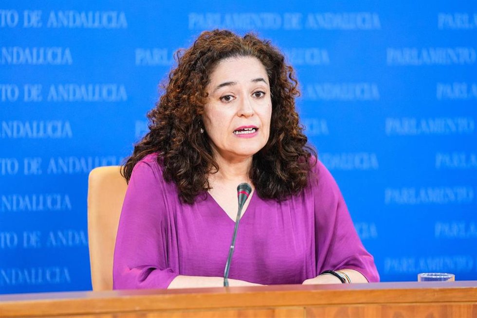 La portavoz del grupo parlamentario Por Andalucía, Inma Nieto, en rueda de prensa.