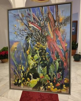 Lienzo del primer premio de la pasada edición, obra de Danil Franca.