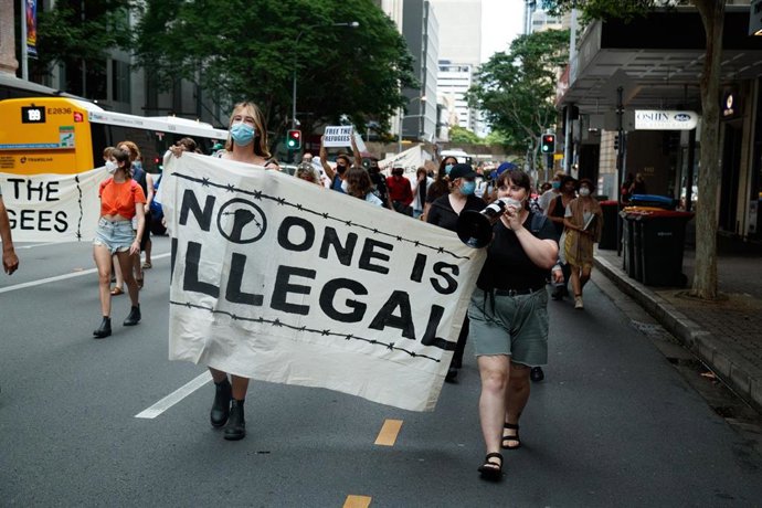 Archivo - Imagen de archivo de una protesta contra la política migratoria del Gobierno de Australia.