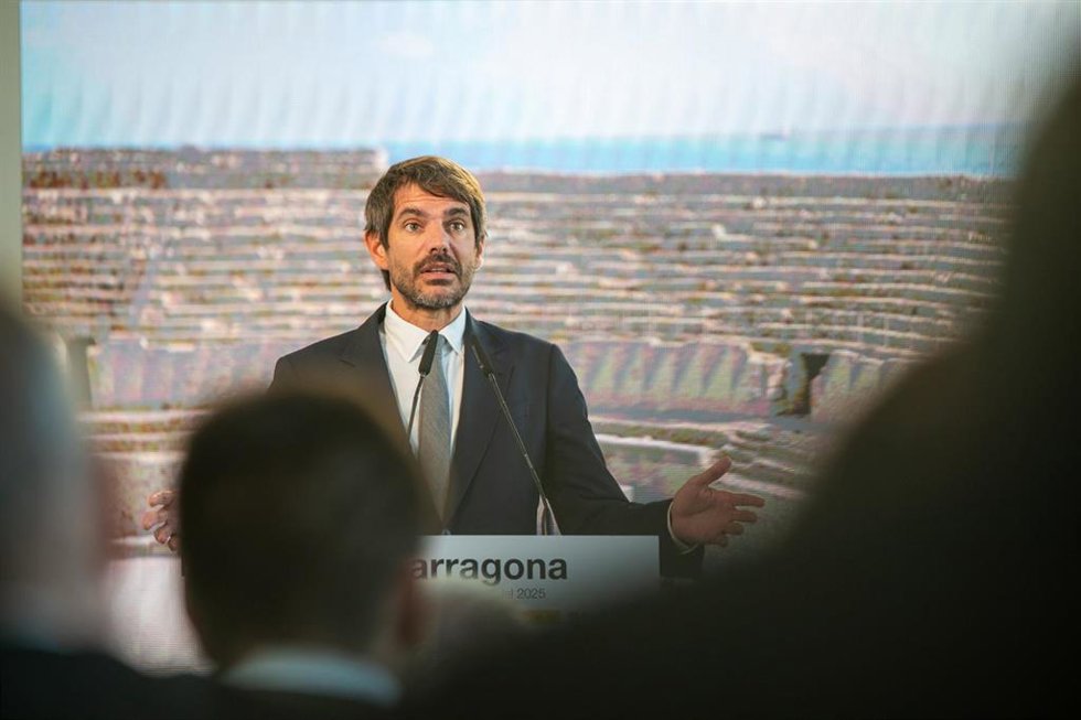 El ministro de Cultura, Ernest Urtasun, en el acto de constitución del Consorcio de Gestión del Patrimonio de Tarraco, en el Museu Nacional Arqueolgic.