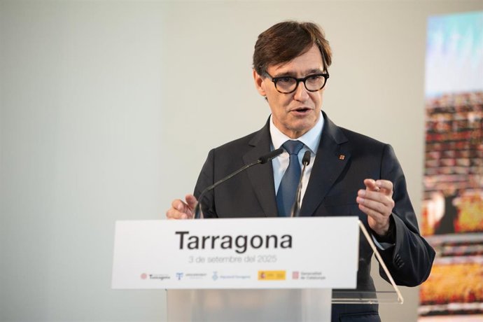 El presidente de la Generalitat, Salvador Illa, en el acto de constitución del Consorcio de Gestión del Patrimonio de Tarraco, en el Museu Nacional Arqueològic.