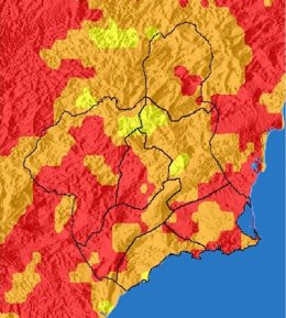 El nivel de riesgo de incendio forestal para este jueves es extremo en el Guadalentín, el litoral oeste y el Noroeste