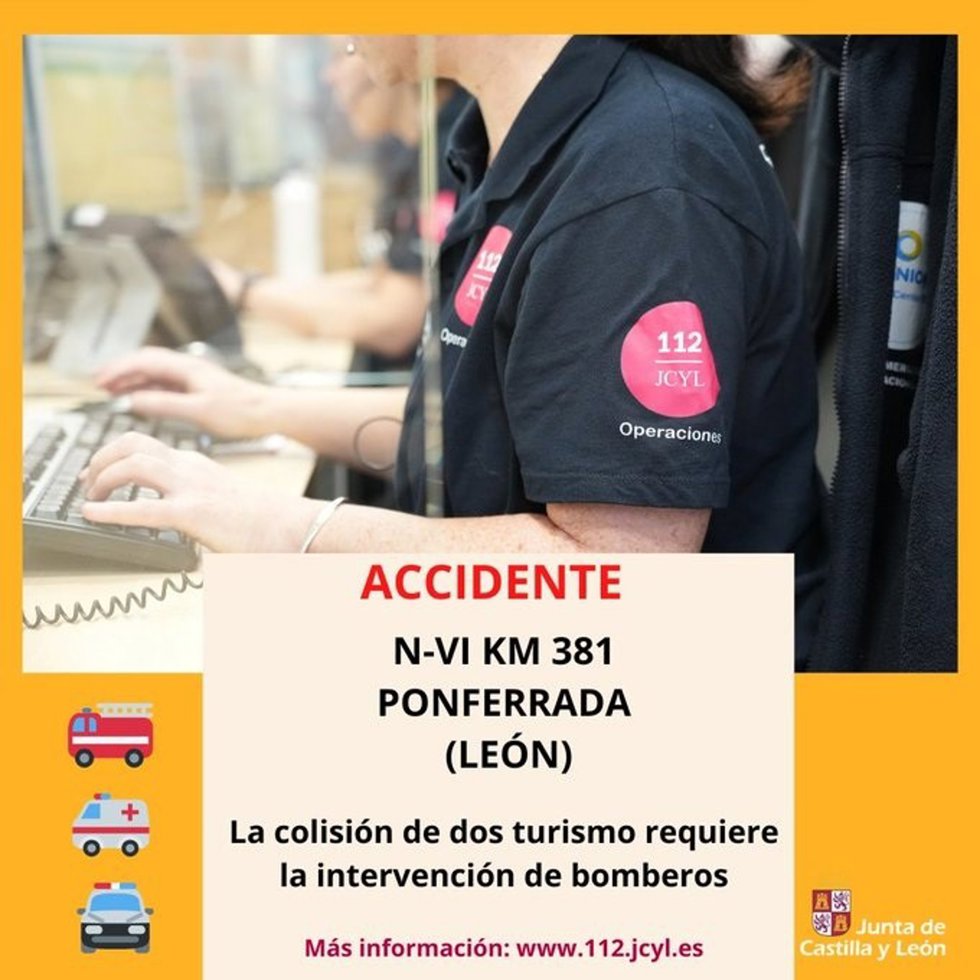 Gráfico elaborado por el 112 con datos del accidente en la N-VI en Ponferrada