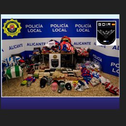 Productos falsificados incautados por la Policía Local de Alicante