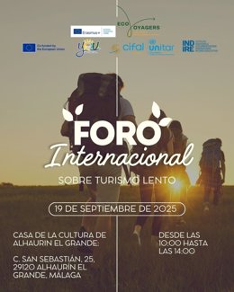 El cartel del proyecto 'Ecovoyagers' de Cifal Málaga, que promueve un turismo lento, que se clausurará en Alhaurín el Grande