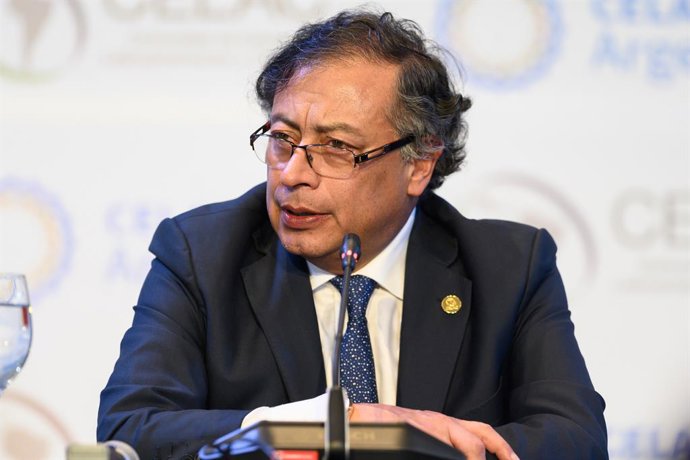 Archivo - Arquivo - 24 de janeiro de 2023, Buenos Aires, Argentina: O presidente da Colômbia, Gustavo Petro, fala durante uma coletiva de imprensa na Cúpula da Comunidade de Estados Latino-Americanos e Caribenhos (CELAC) em Buenos Aires.