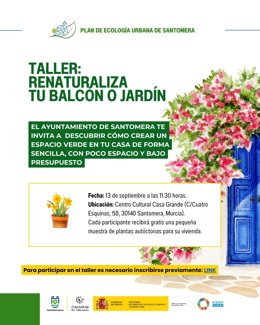 Cartel del taller 'Renaturaliza tu balcón o jardín'