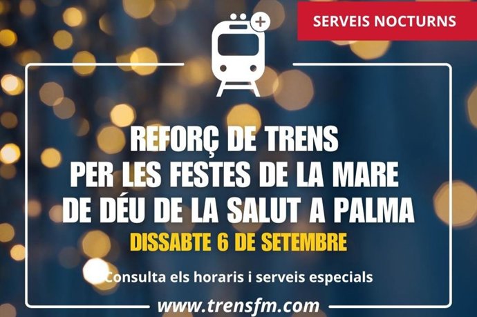 SFM habilita trenes nocturnos y refuerzos este sábado con motivo de las fiestas de la Mare de Déu de la Salut