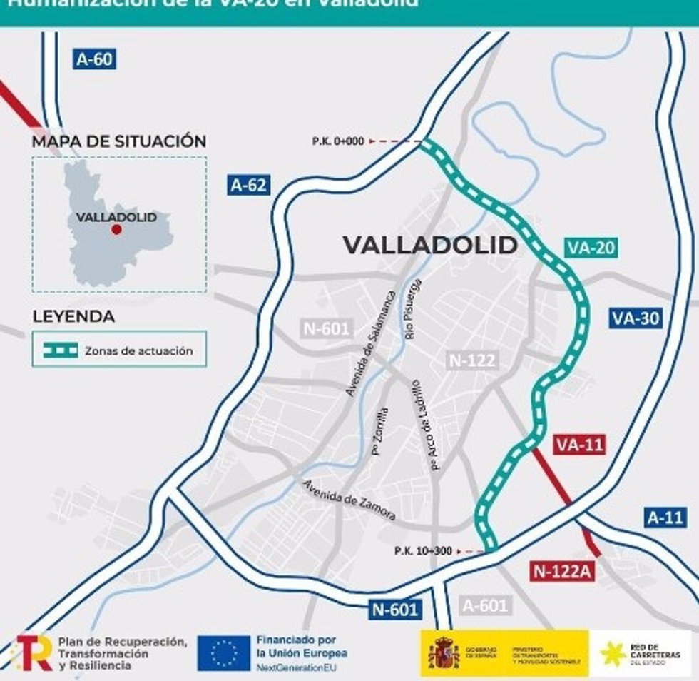 Transportes avanza en la adecuación del paso de peatones y bicis de la VA-20, con una inversión de 12 millones.
