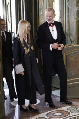 La presidenta del Tribunal Supremo y del Consejo General del Poder Judicial, Isabel Perelló y el Rey Felipe VI, llegan al acto de Apertura del Año Judicial 2025/2026