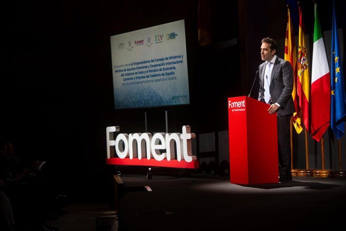 El El ministro de Economía, Comercio y Empresa, Carlos Cuerpo, interviene en un coloquio organizado por Foment