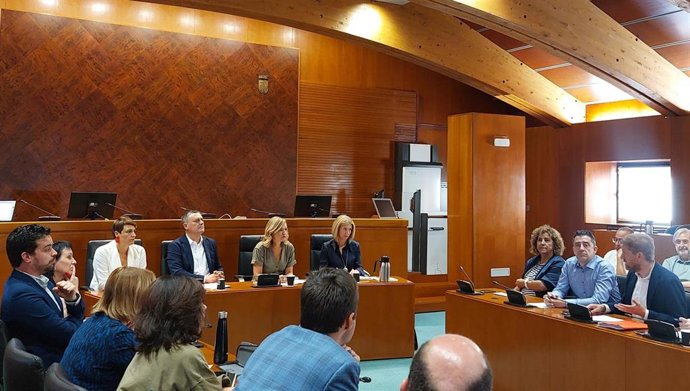 La secretaria general del PSOE Aragón, Pilar Alegría, preside una reunión del Grupo Parlamentario Socialista en las Cortes de Aragón.