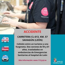 Gráfico elaborado por el 112 con datos del accidente en la CL-613 en Sahagún (León)