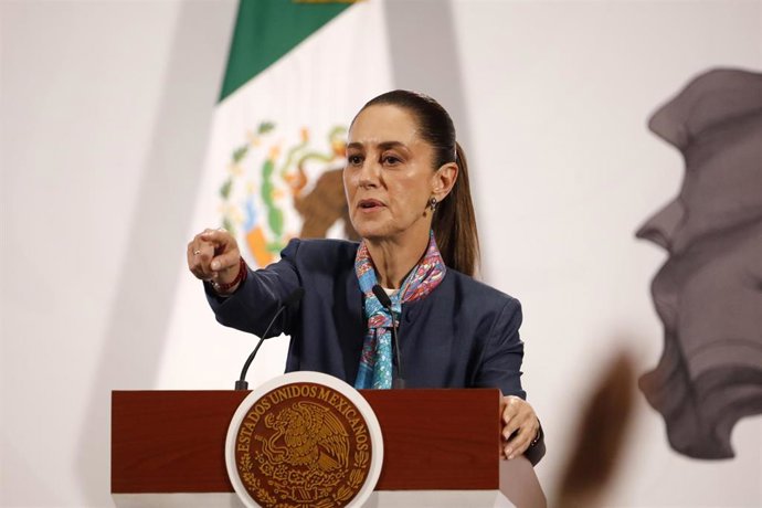 La presidenta de México, Claudia Sheinbaum, durante una rueda de prensa