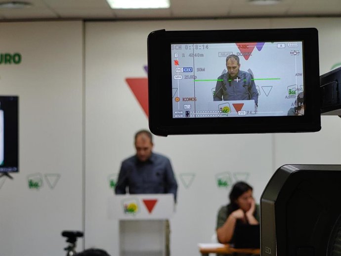 El coordinador general de IU Andalucía, Toni Valero, interviene ante la Coordinadora andaluza de IU.