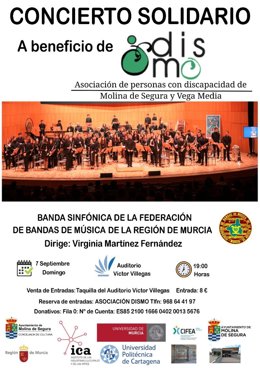 Imagen del cartel del concierto solidario de la Banda Sinfónica de la Federación de Bandas de la Región de Murcia