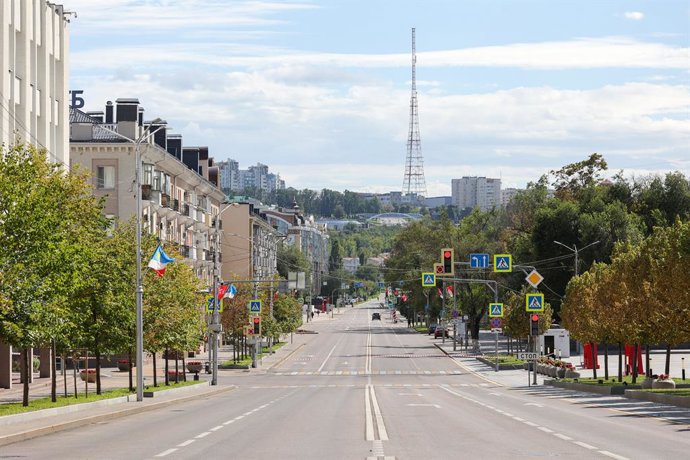 Vista general d'un carrer de la ciutat russa de Bélgorod