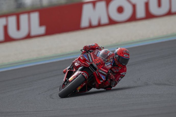93 MARQUEZ Marc (spa), Ducati Lenovo Team, Ducati Desmosedici GP25, action during the 2025 MotoGP Michelin Grand Prix of Hungary, on the Balaton Park circuit, from August 22 to 24, 2025 in Balatonfokajar, Hungary - Photo Studio Milagro / DPPI