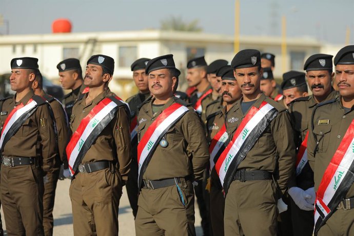 Archivo - Imagen de archivo de agentes de la Policía de Irak.