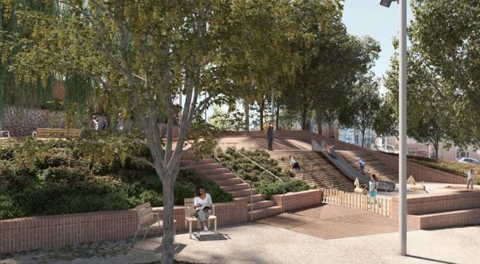 Recreación digital de las obras de mejora en el entorno de la escuela