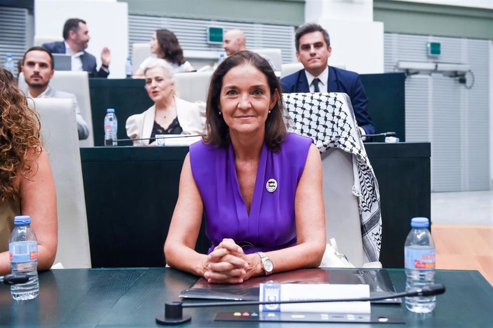 La portavoz del grupo municipal Socialista en el ayuntamiento de Madrid, Reyes Maroto, durante el Debate sobre el Estado de la Ciudad 