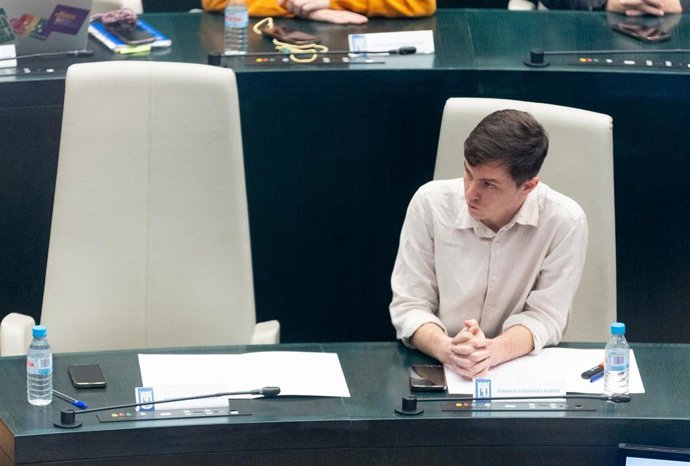 Archivo - El portavoz adjunto de Más Madrid en el Ayuntamiento, Eduardo Fernández Rubiño, durante una sesión extraordinaria del Pleno Municipal, en el Ayuntamiento de Madrid, en el Palacio de Cibeles, a 4 de enero de 2023, en Madrid (España). 