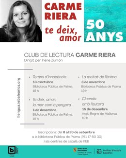Folleto del club de lectura de Carme Riera