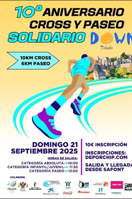 Cartel del Cross y Paseo Solidario a favor de Down Toledo.