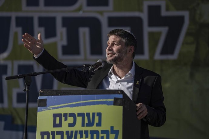 Archivo - Arquivo - O ministro das finanças de Israel, Bezalel Smotrich, de extrema direita.