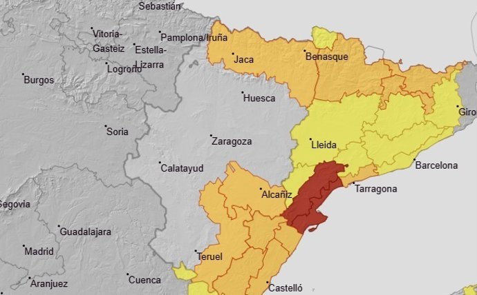 Avisos de la Aemet para el 8 de septiembre de 2025.