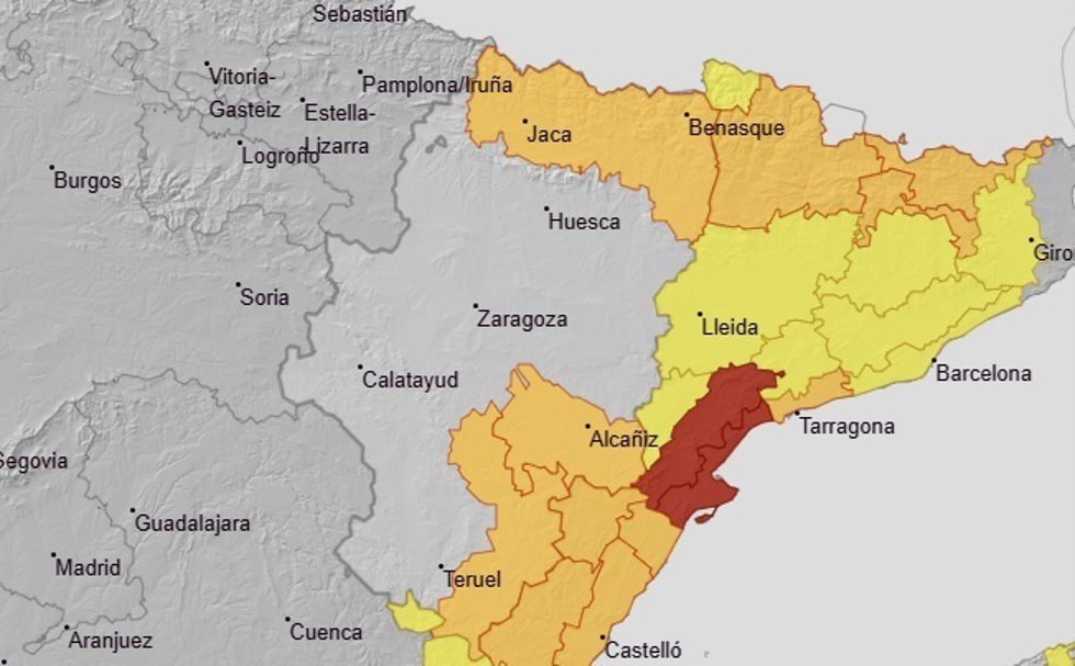 Avisos de la Aemet para el 8 de septiembre de 2025.