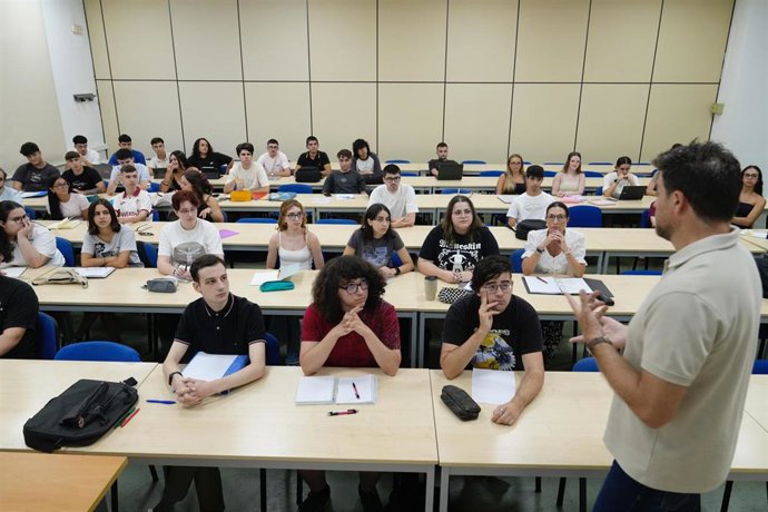 Una de las clases del renovado aulario de la Merced, en el primer día de clase del curso