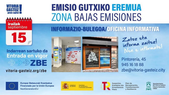 Gasteizko Udalak emisio gutxiko eremuari buruzko komunikazio dispositibo zabala abiatu du herritarrentzat
