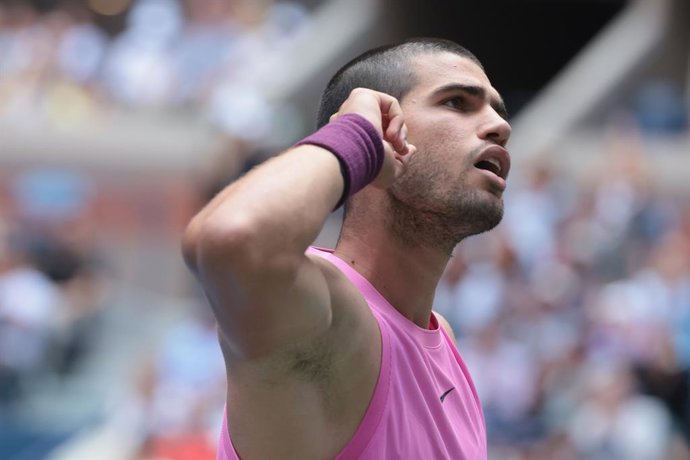 Carlos Alcaraz of Spain during day 10 of the 2025 US Open Tennis Championships, Grand Slam tennis tournament on september 2, 2025 at USTA Billie Jean King National Tennis Center in Flushing Meadows, Queens, New York, United States - Photo Jean Catuffe / D