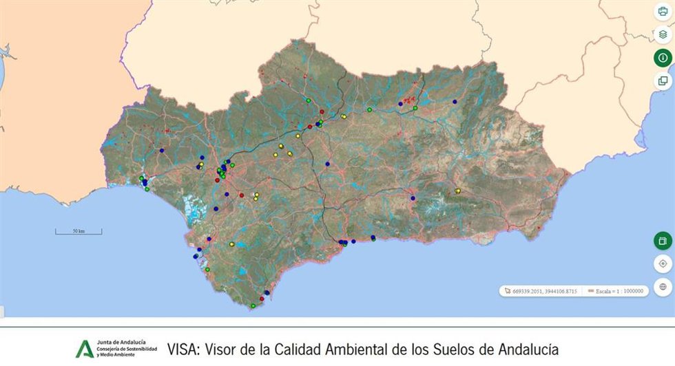 Visor de la calidad ambiental de los suelos de Andalucía.